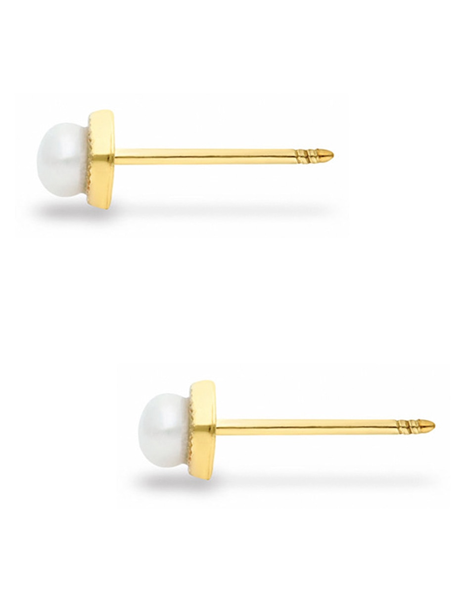 Broqueles de oro amarillo 14 K con acabado diamantado perla 2