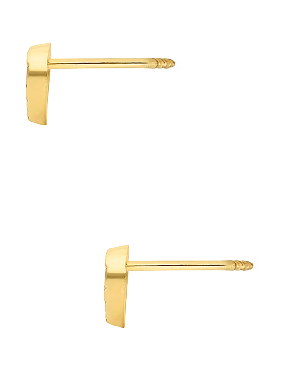Broqueles de corazón de oro amarillo 14 K con acabado diamantado 2