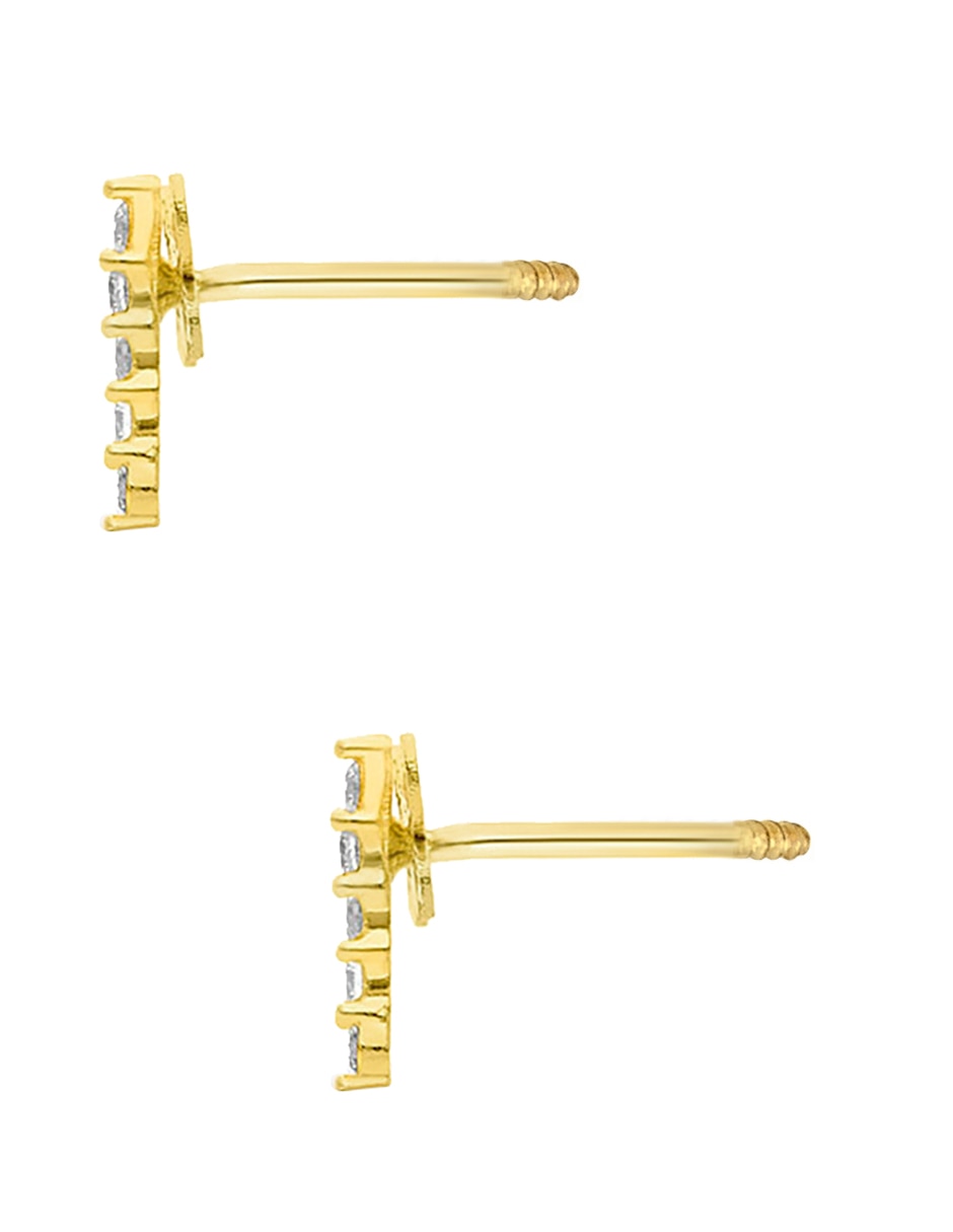 Broqueles de libélula de oro amarillo 14 K con acabado diamantado 4