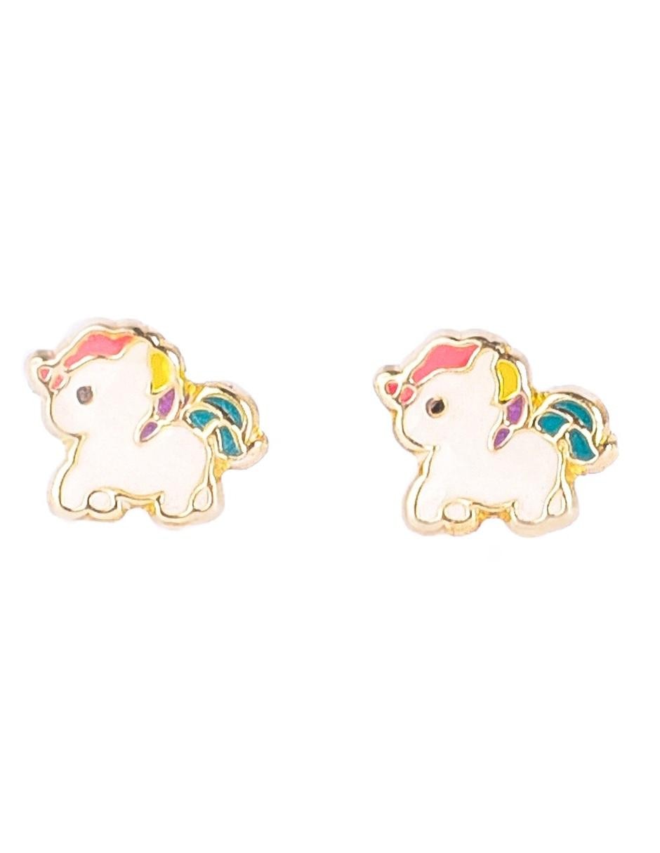 Broqueles de unicornio de oro 10 K con acabado brillante
