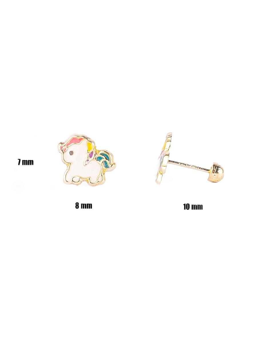 Broqueles de unicornio de oro 10 K con acabado brillante 3