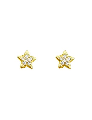 Broqueles de estrella Oro Angelus de oro amarillo 10 K con acabado brillante zirconia