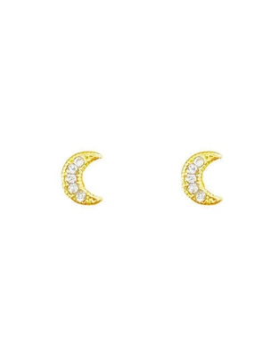 Broqueles de luna de oro amarillo 10 K con acabado brillante