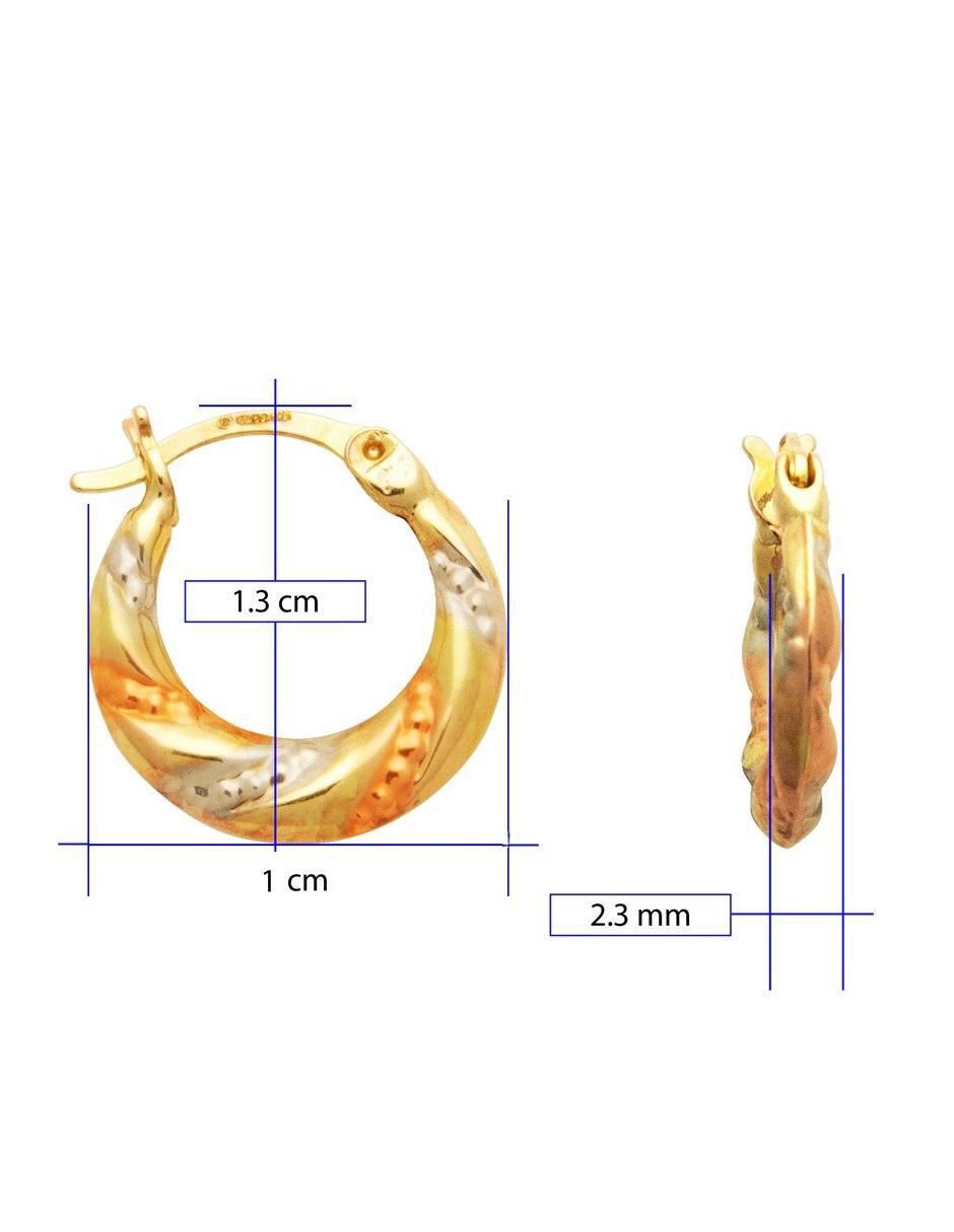 Arracadas de flor de oro amarillo 10 K con acabado brillante 4