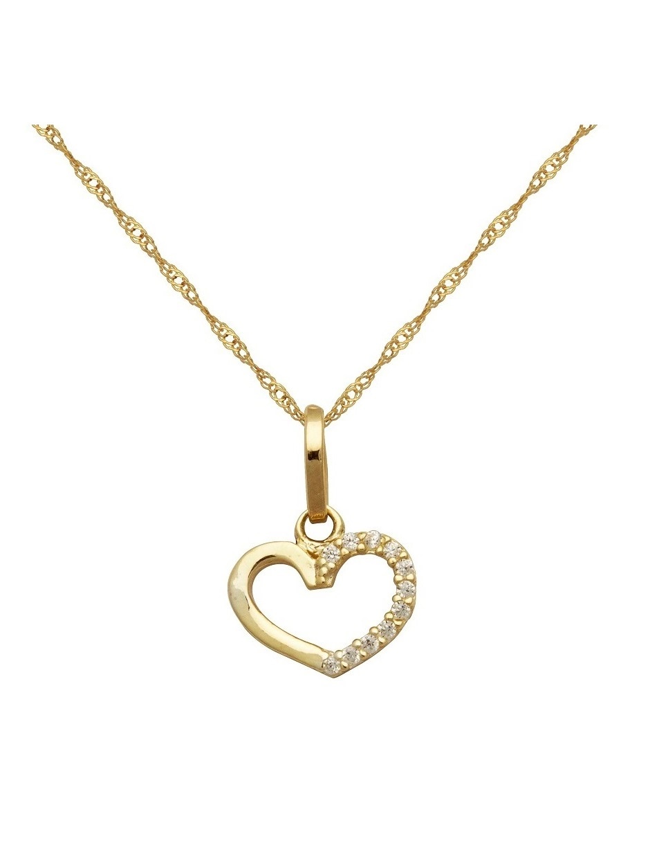 Medalla y cadena de corazón de oro 10 K Medalla y cadena de corazón de oro 10 K