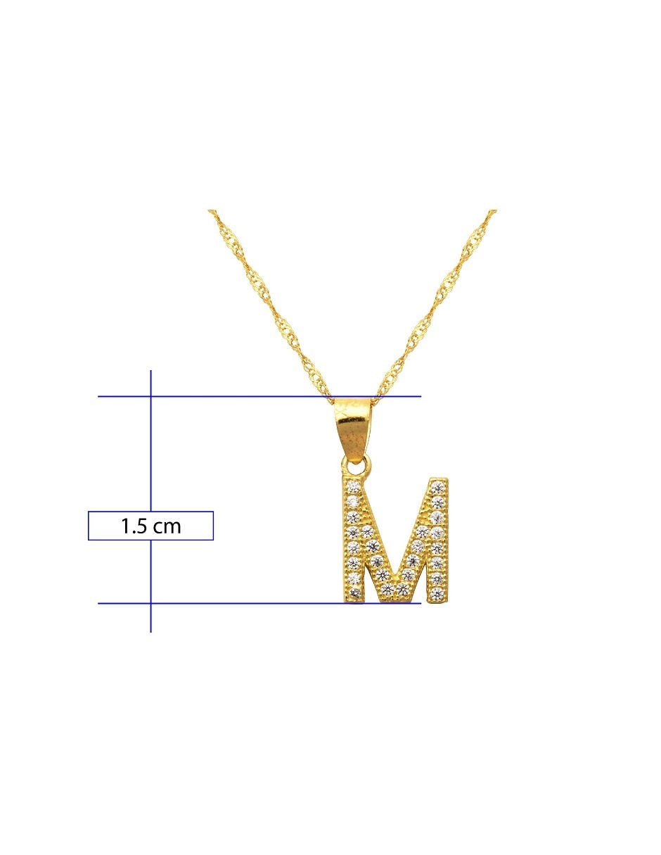 Medalla y cadena letra m de oro 10 K 4