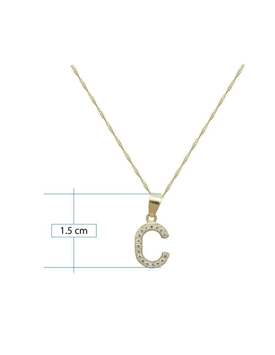 Medalla y cadena letra c de oro 10 K 4