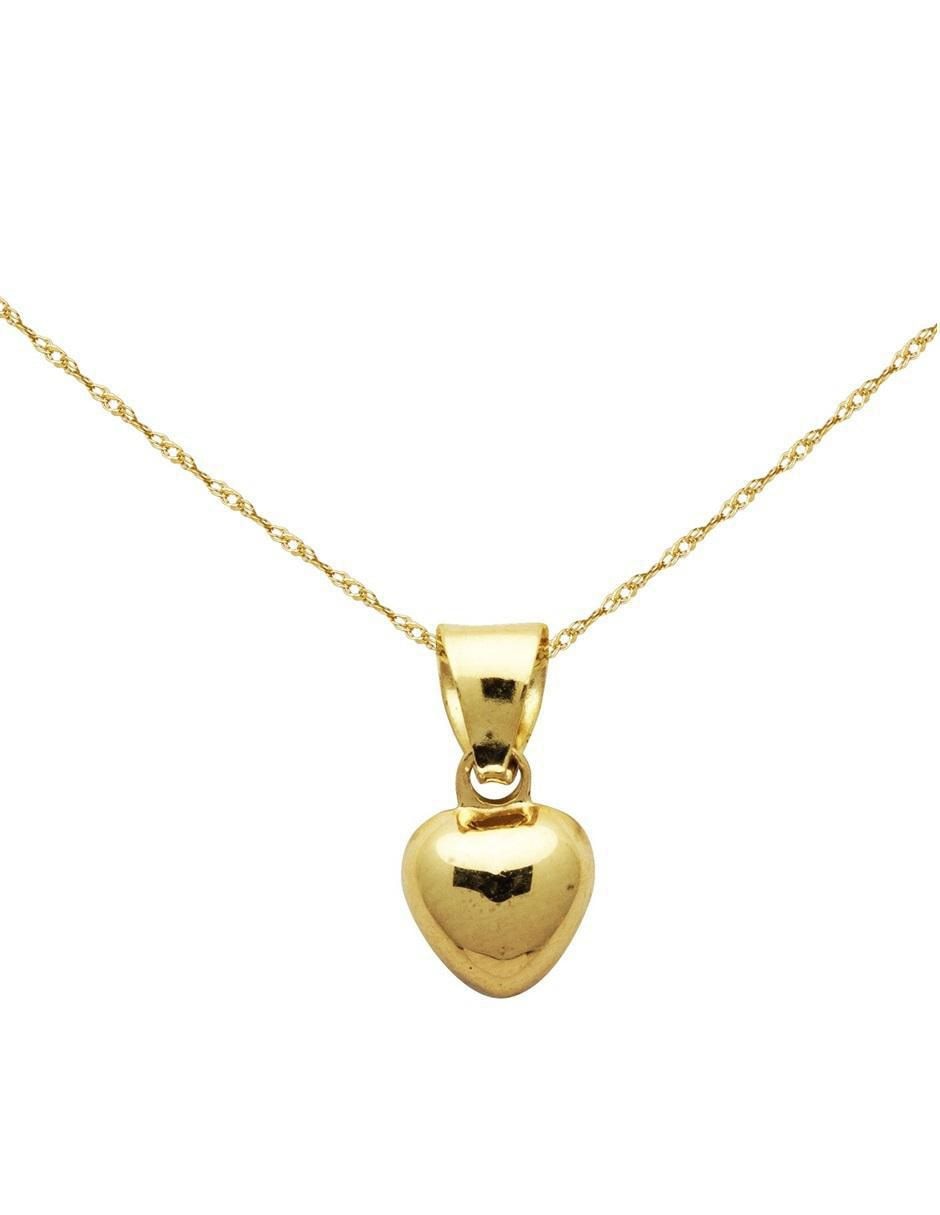 Medalla y cadena de corazón de oro 10 K