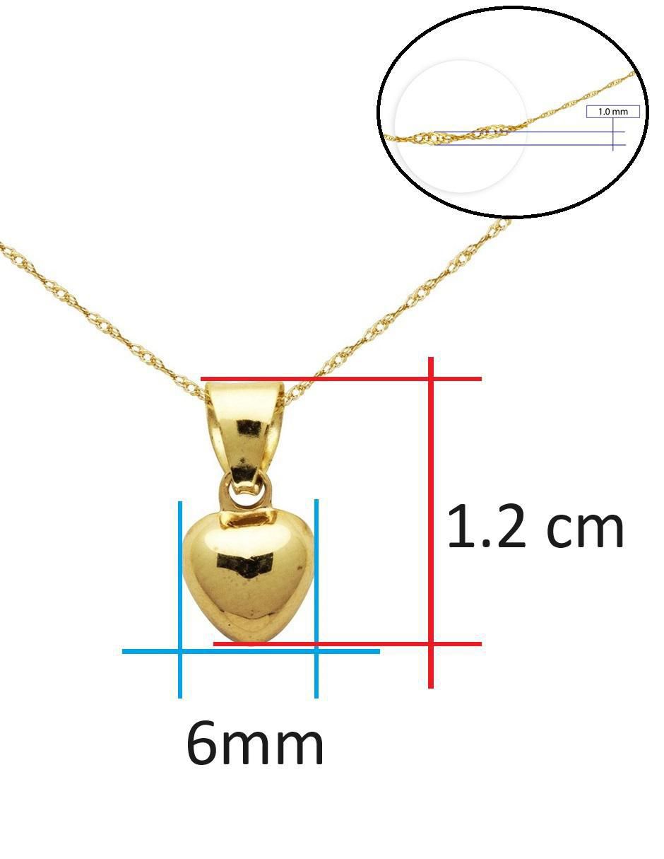 Medalla y cadena corazón de oro 10 K 6