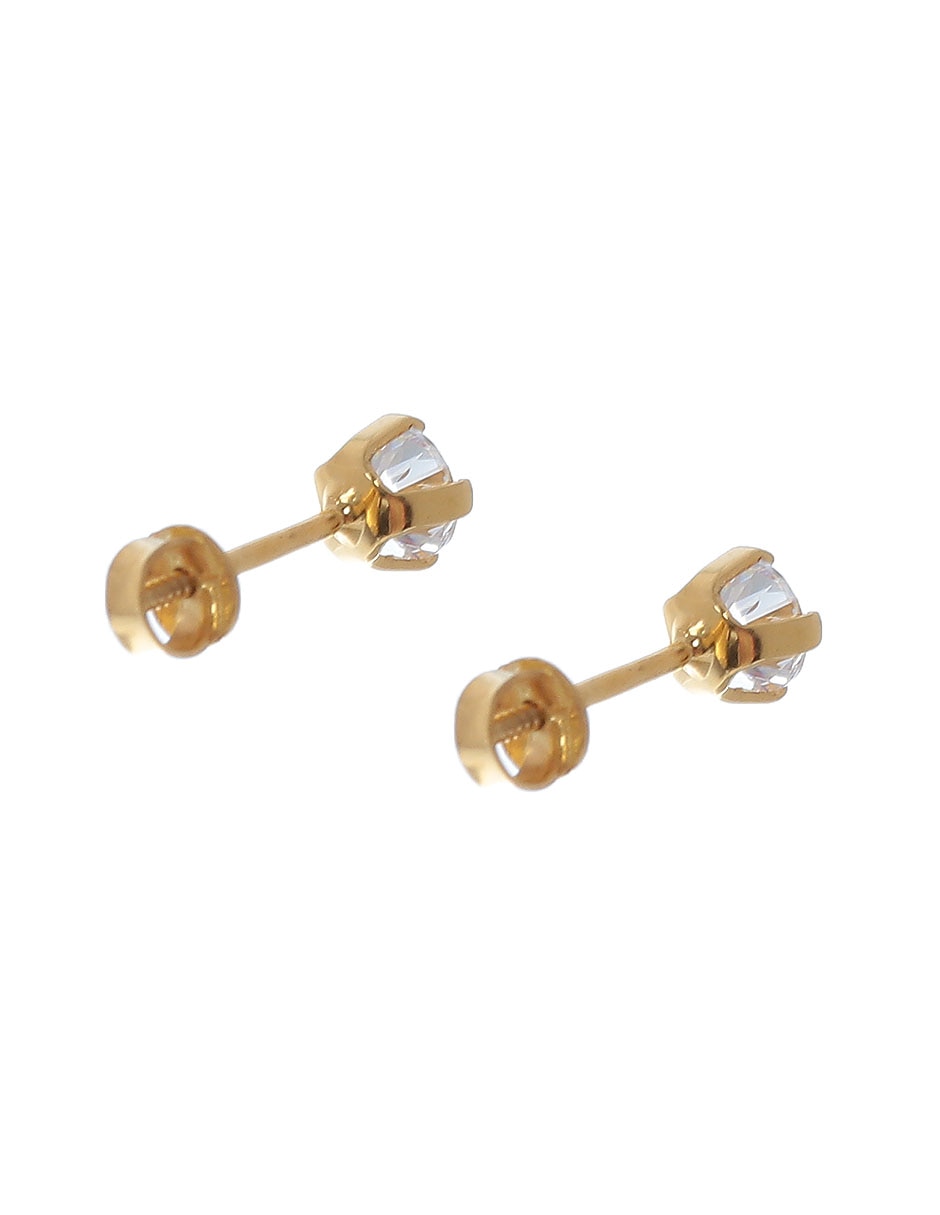 Broqueles redondos de oro amarillo 14 K con acabado brillante 3