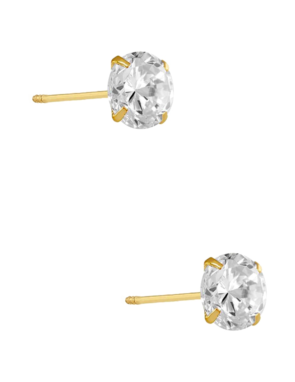 Broqueles redondos Sabelli de oro amarillo 14 K con acabado brillante zirconia