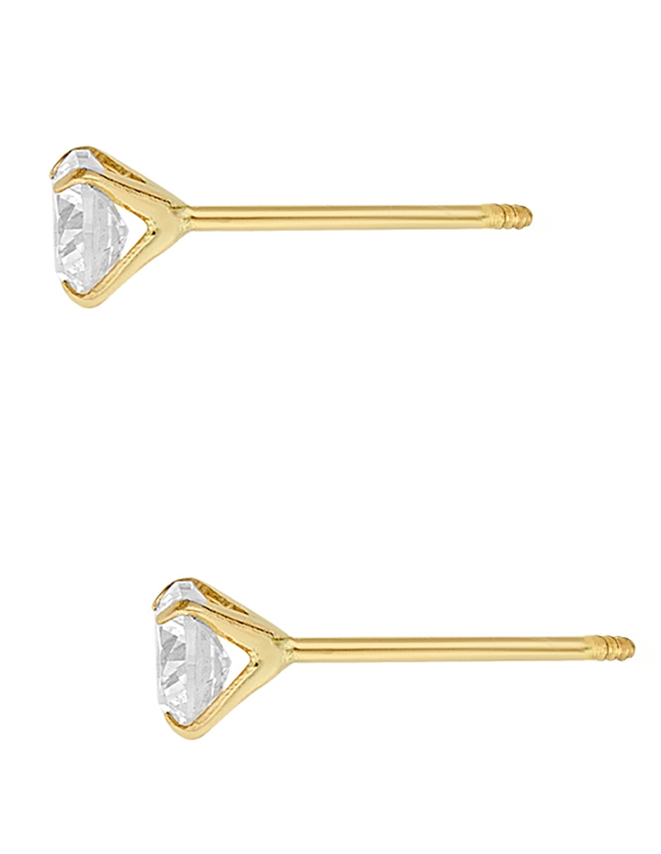 Broqueles redondos Sabelli de oro amarillo 14 K con acabado brillante zirconia