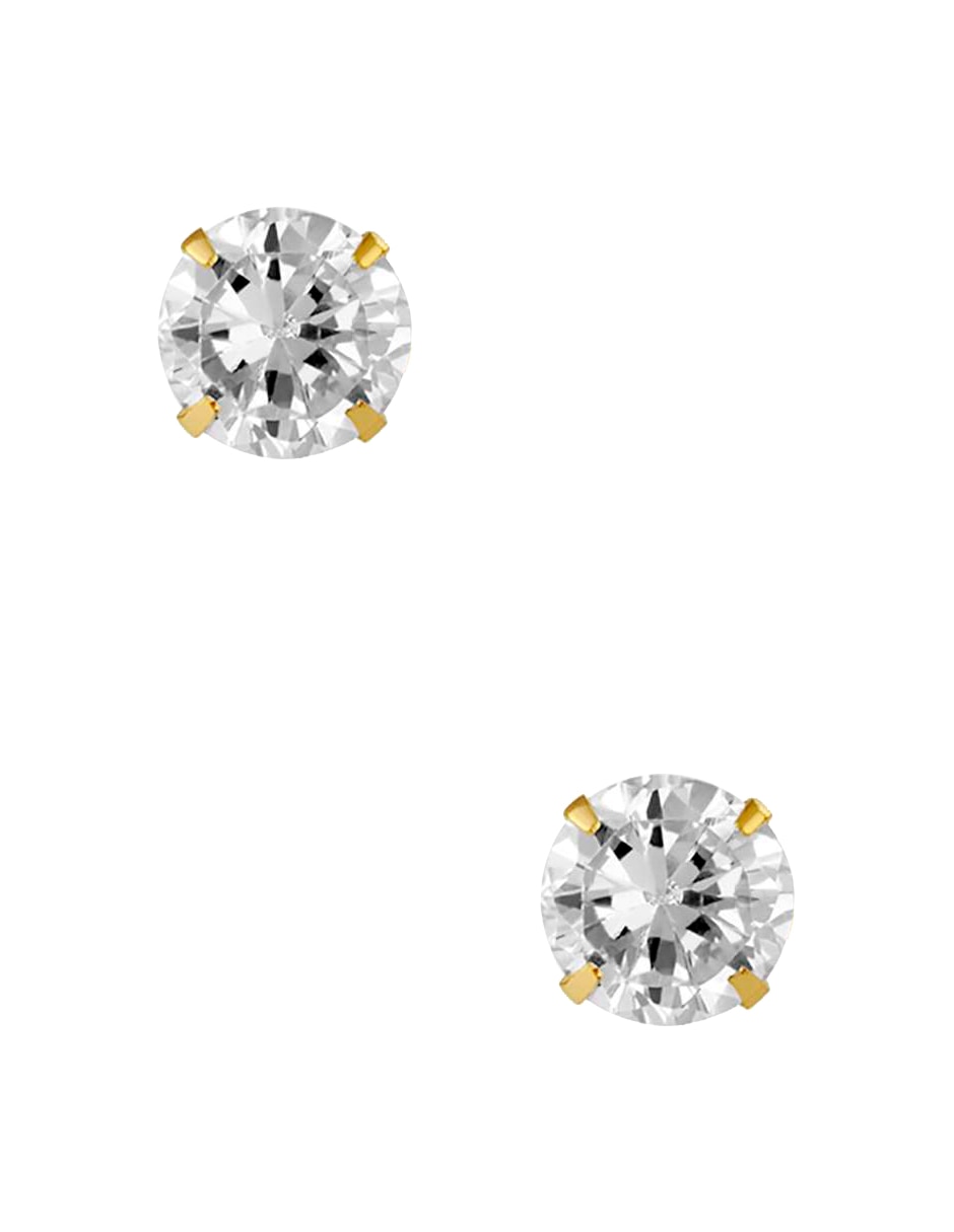 Broqueles redondos Sabelli de oro amarillo 14 K con acabado brillante zirconia