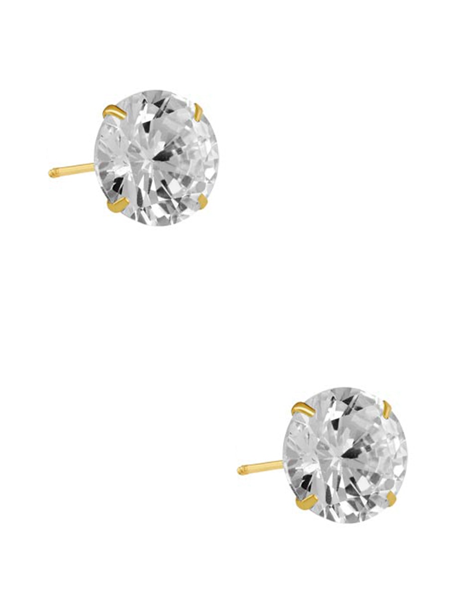 Broqueles redondos Sabelli de oro amarillo 14 K con acabado brillante zirconia