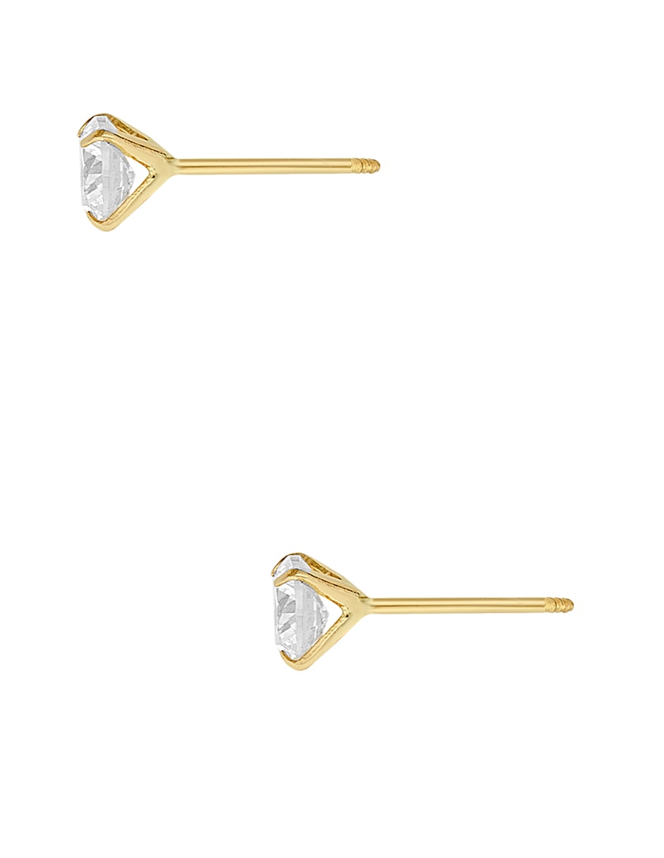 Broqueles redondos Sabelli de oro amarillo 14 K con acabado brillante zirconia