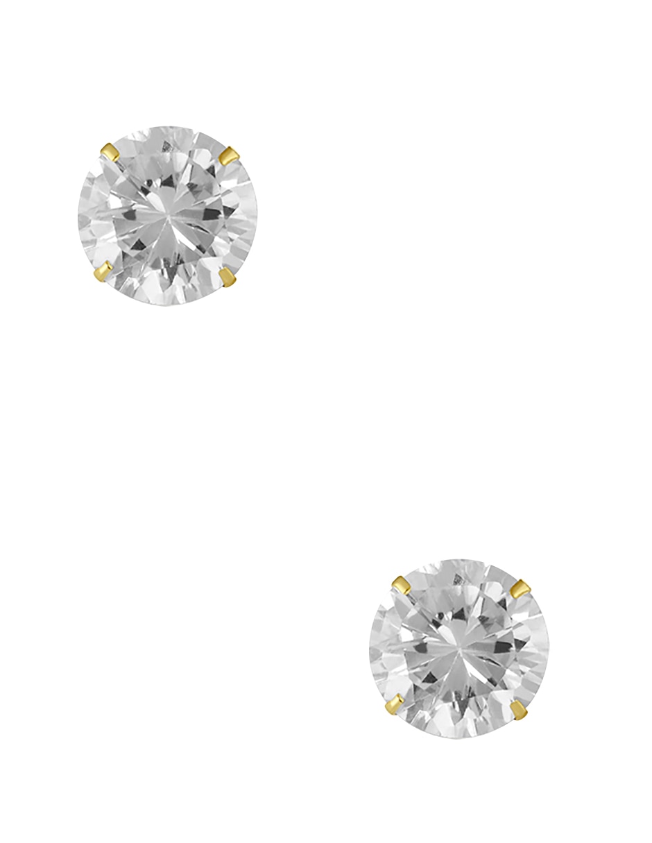 Broqueles redondos Sabelli de oro amarillo 14 K con acabado brillante zirconia