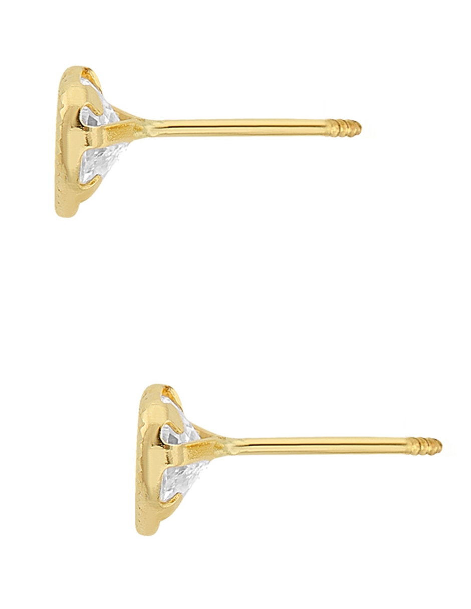 Broqueles de corazón Sabelli de oro amarillo 14 K con acabado diamantado zirconia