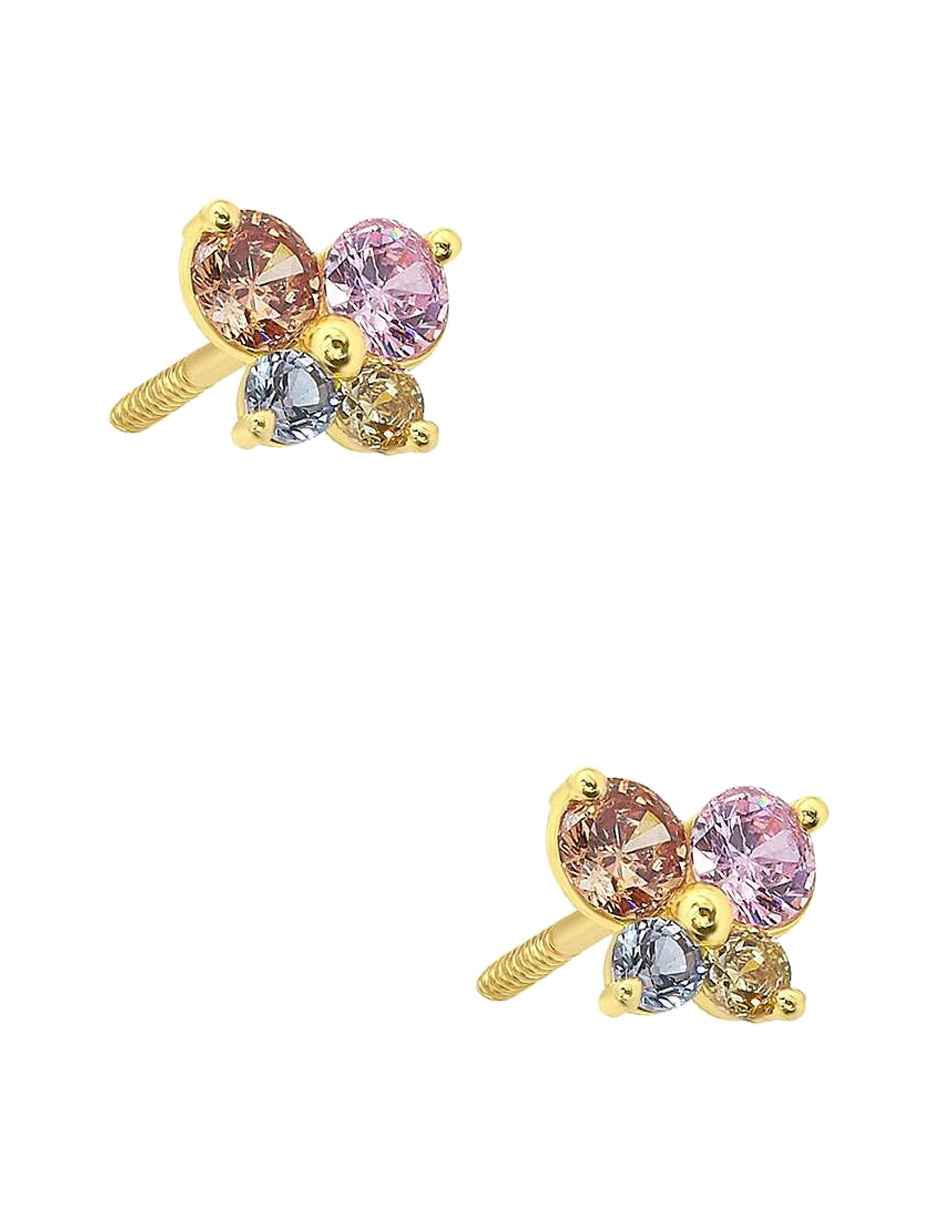 Broqueles de mariposa Sabelli de oro amarillo 14 K con acabado brillante zirconia