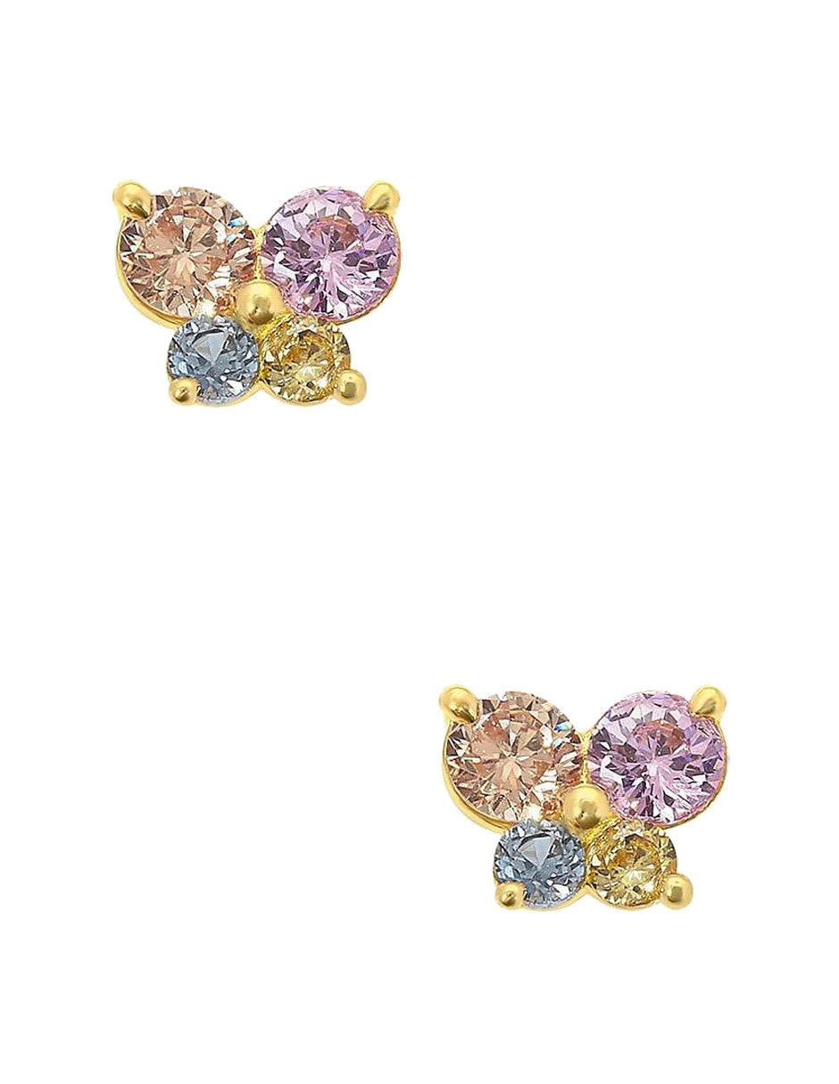 Broqueles de mariposa Sabelli de oro amarillo 14 K con acabado brillante zirconia