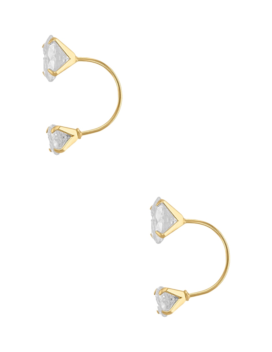 Broqueles redondos Sabelli de oro amarillo 14 K con acabado brillante zirconia
