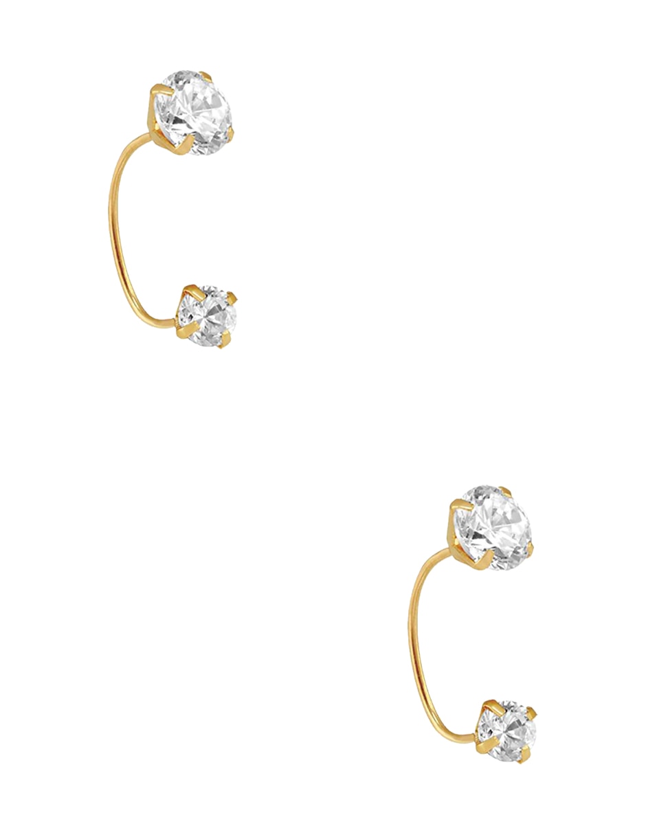 Broqueles redondos Sabelli de oro amarillo 14 K con acabado brillante zirconia