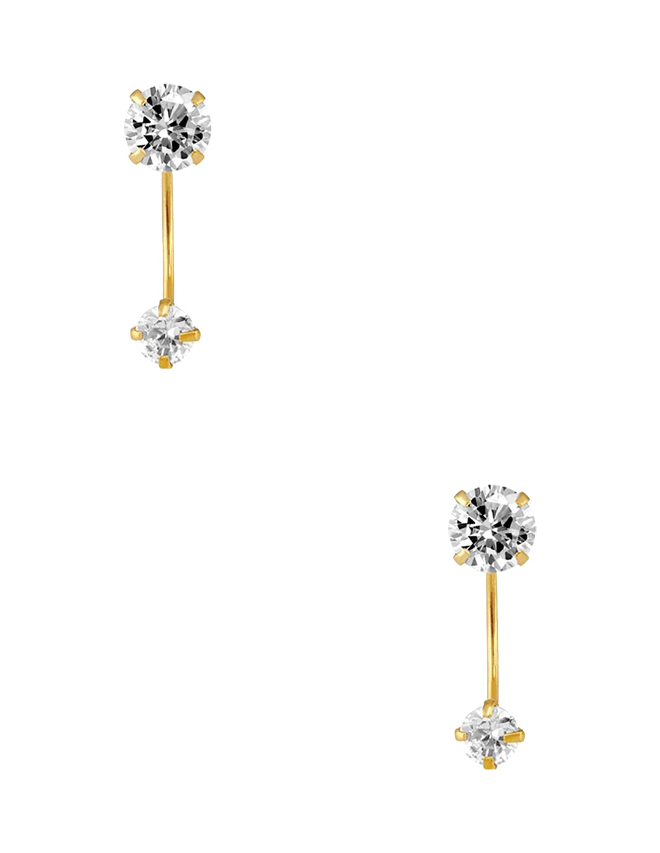 Broqueles redondos Sabelli de oro amarillo 14 K con acabado brillante zirconia