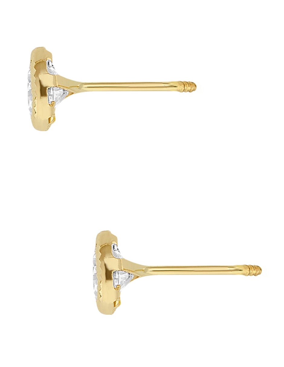 Broqueles redondos Sabelli de oro amarillo 14 K con acabado diamantado zirconia