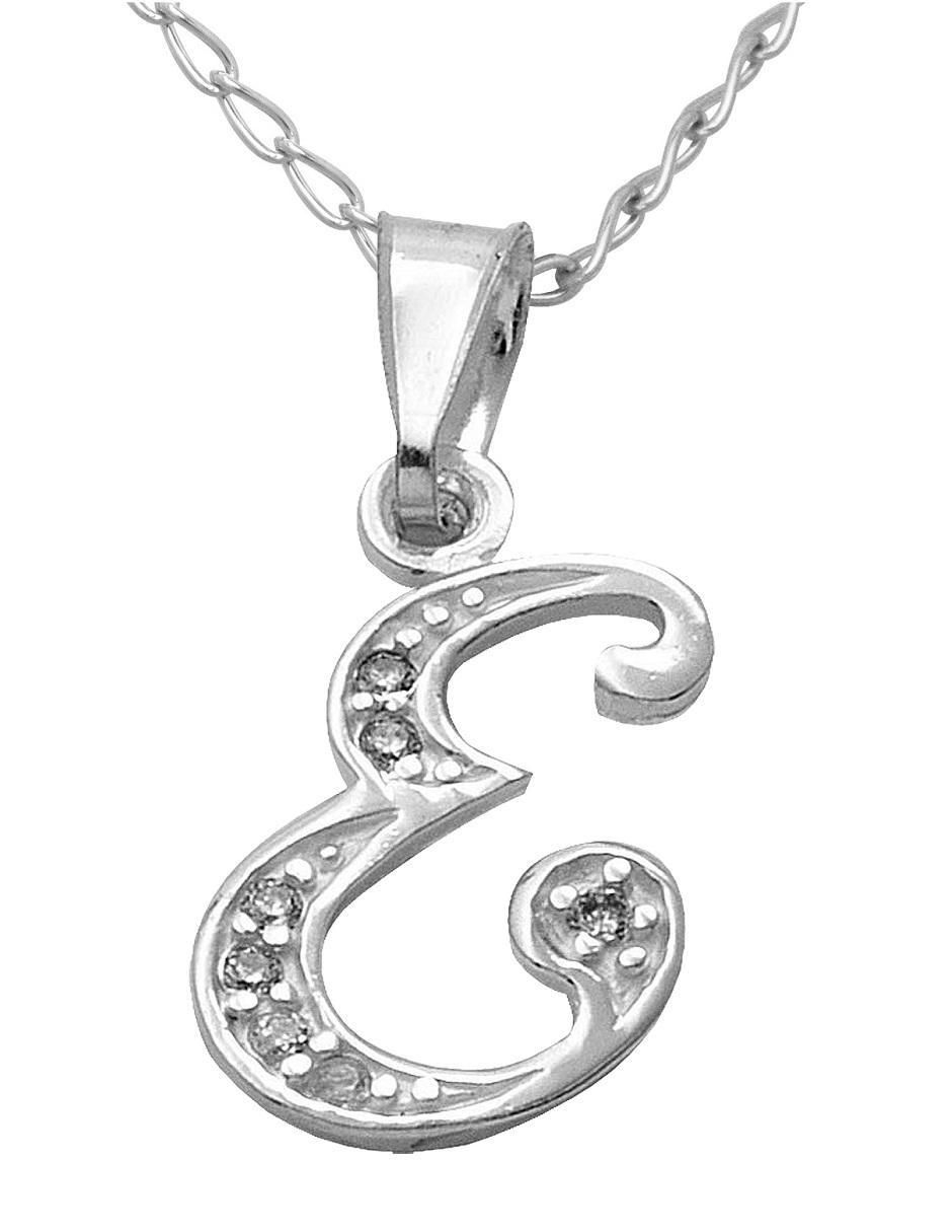 Medalla y cadena letra e de plata P 925