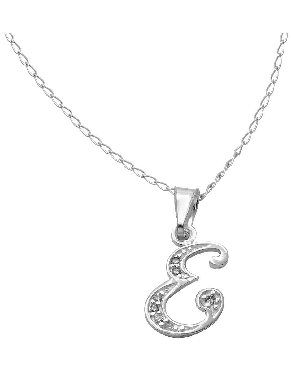 Medalla y cadena letra e de plata P 925 2