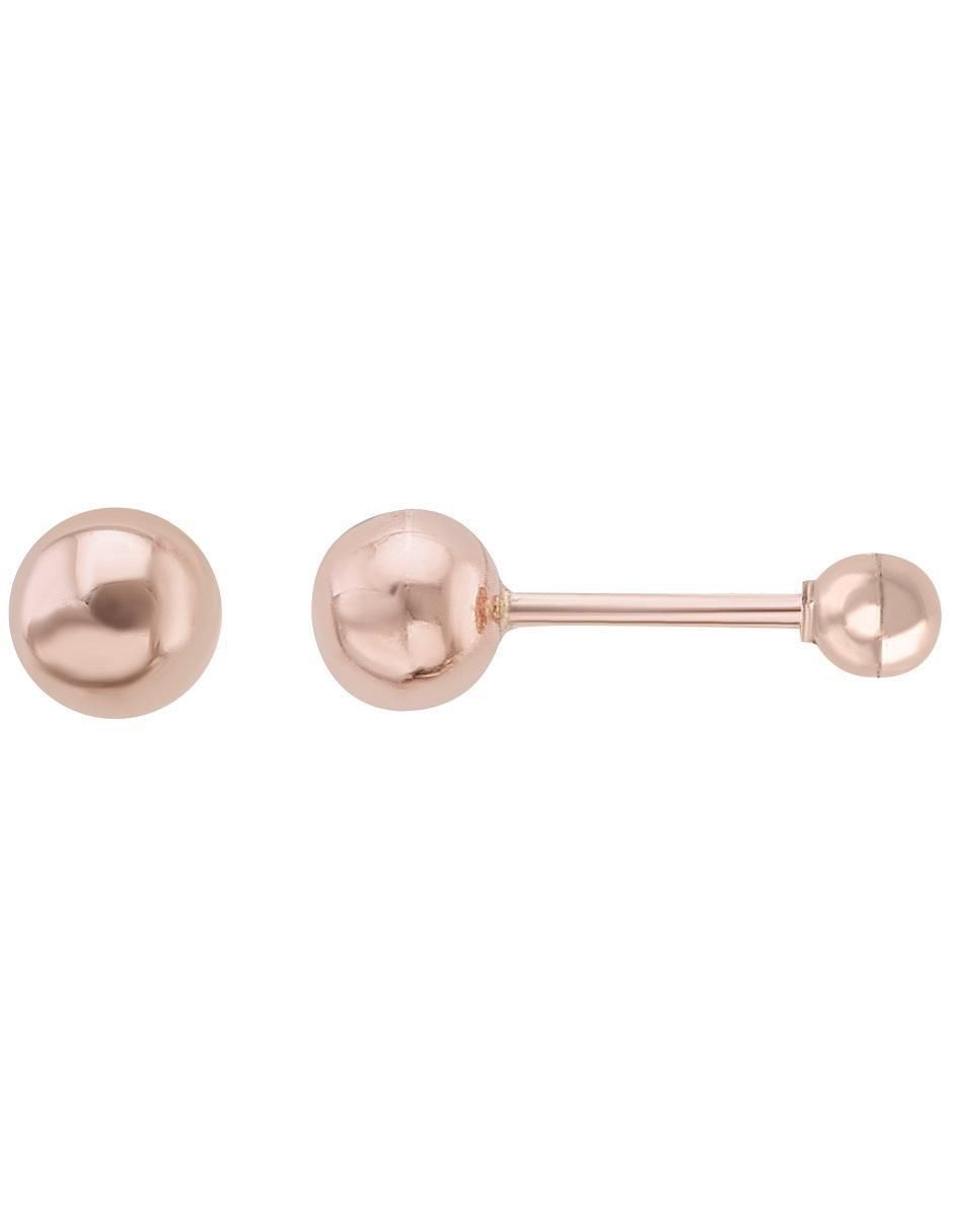 Broqueles de esfera de oro rosa con acabado brillante 2