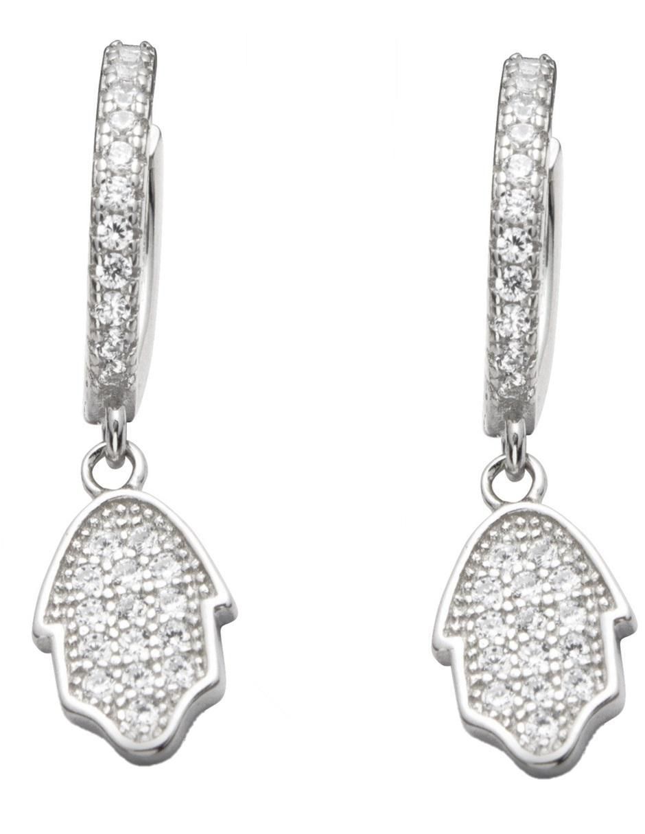 Aretes de mano de plata con acabado brillante