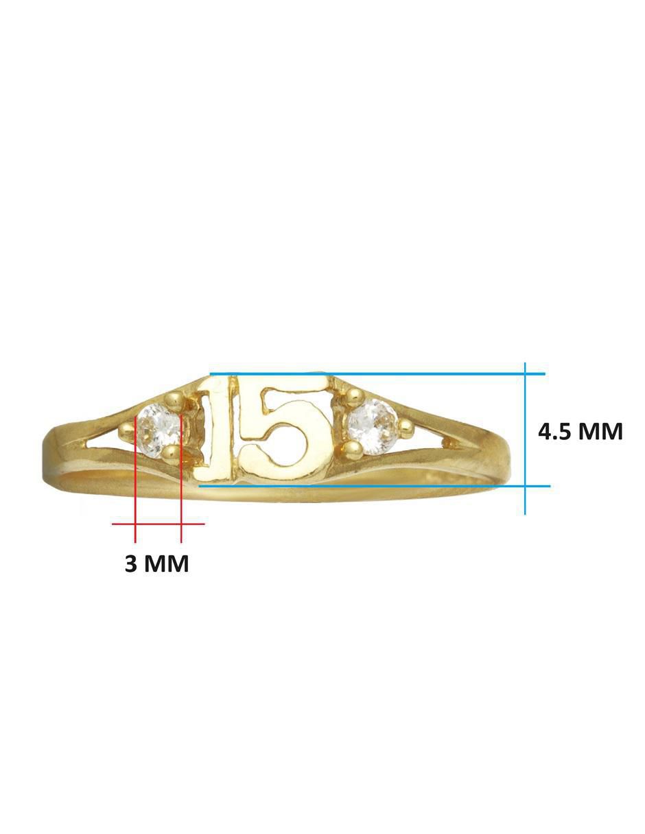 Anillo redondo 10 k de oro zirconia pulido 6