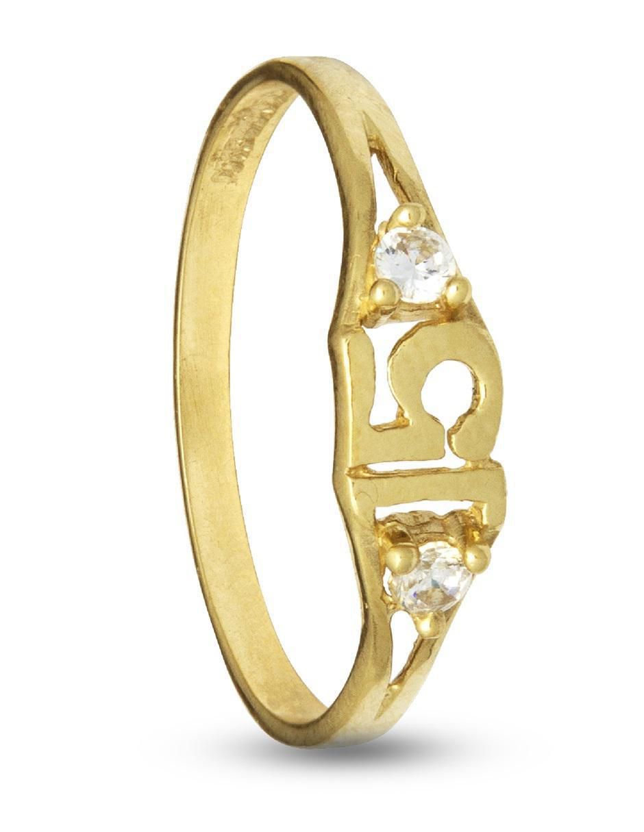 Anillo redondo 10 k de oro zirconia pulido 5