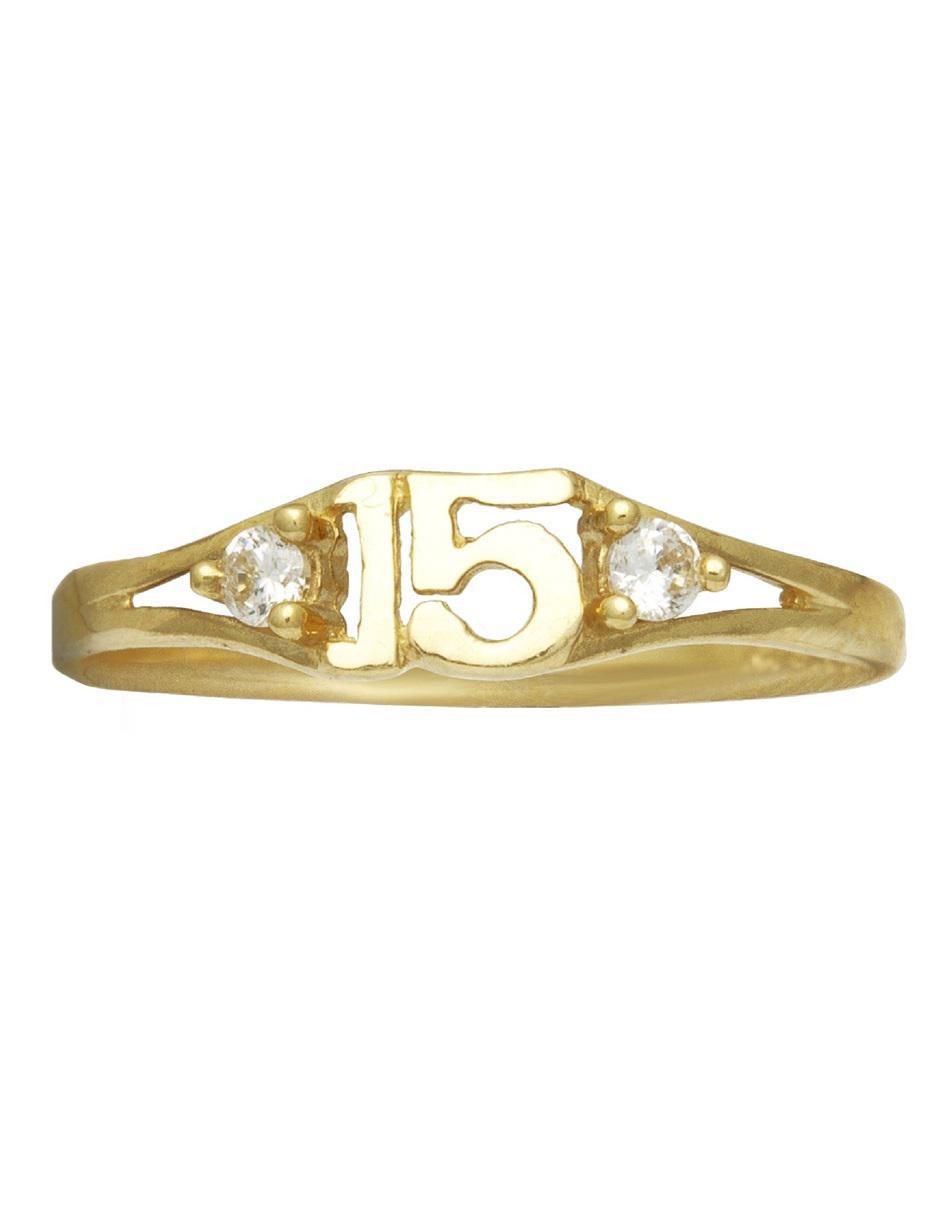 Anillo redondo 10 k de oro zirconia pulido