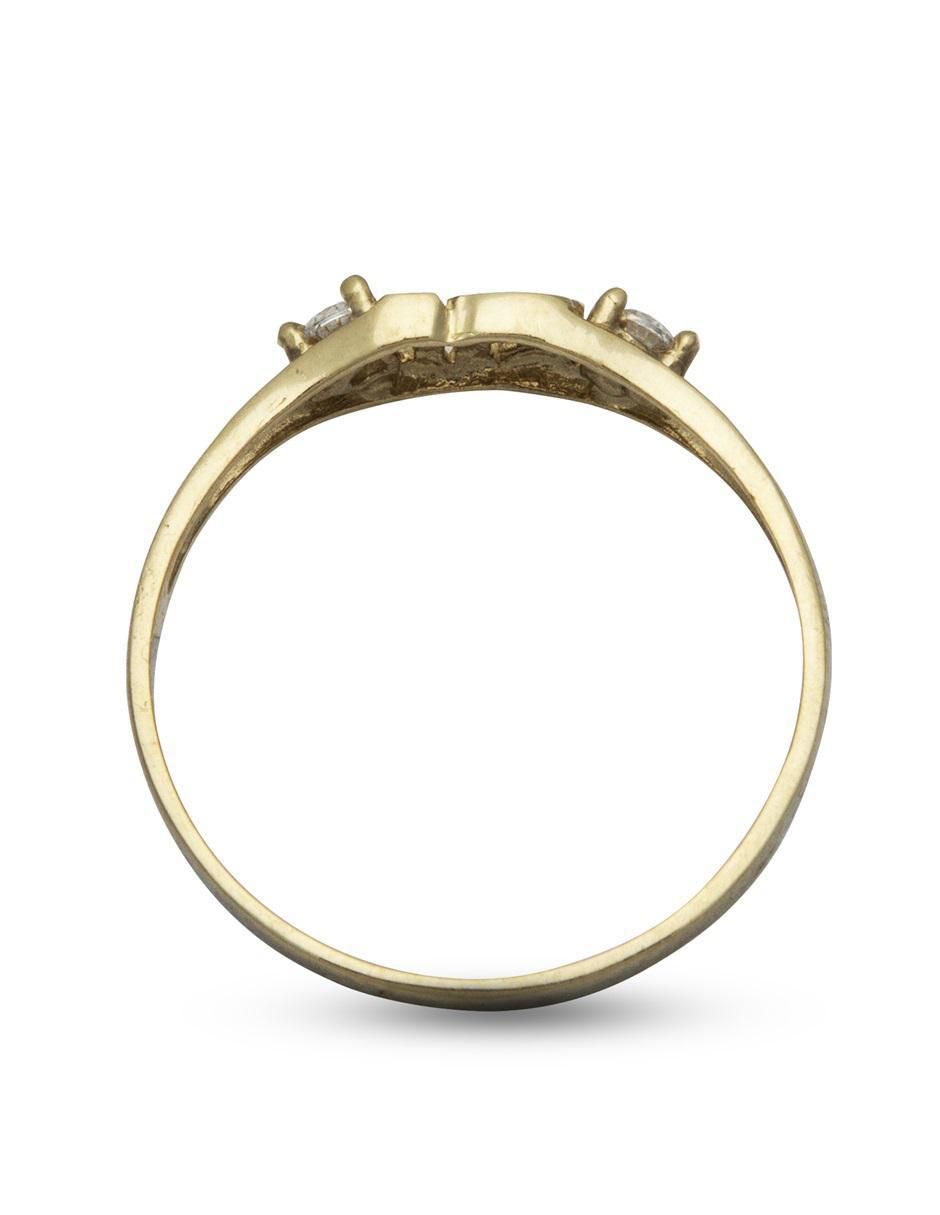 Anillo redondo 10 k de oro zirconia pulido
