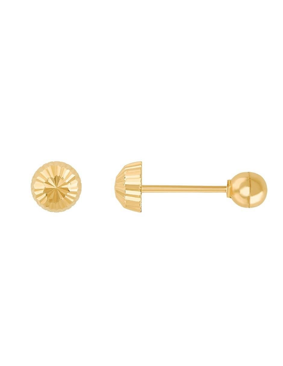 Broqueles redondos de oro con acabado diamantado 2
