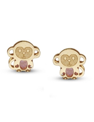 Broqueles de chango de oro con acabado brillante zirconia