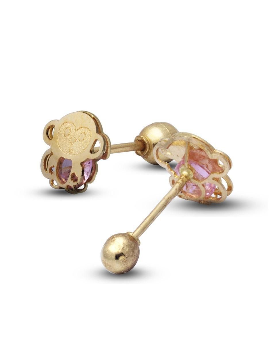 Broqueles de chango de oro con acabado brillante zirconia