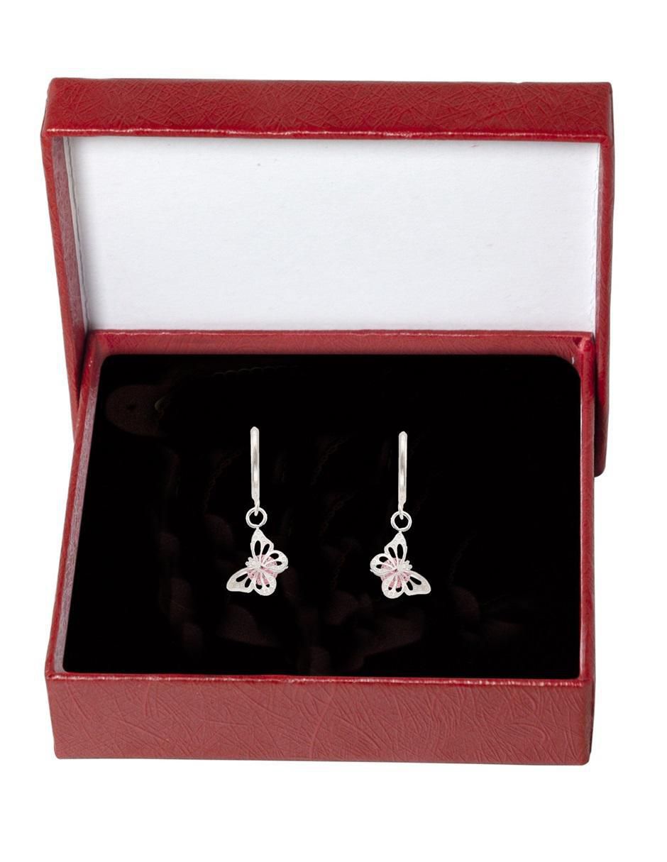 Aretes de mariposa de plata P 925 con acabado brillante 5