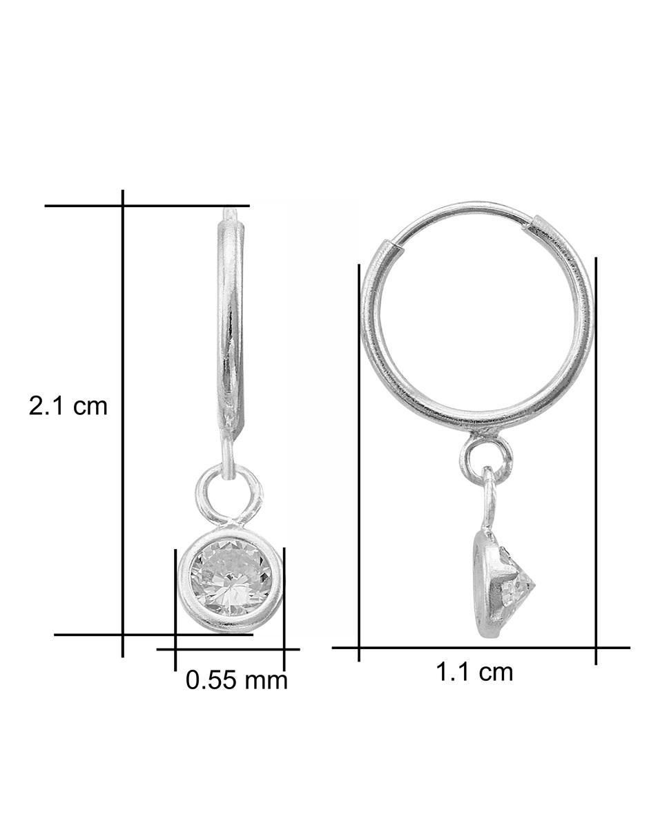 Aretes redondos de plata P 925 con acabado brillante 7