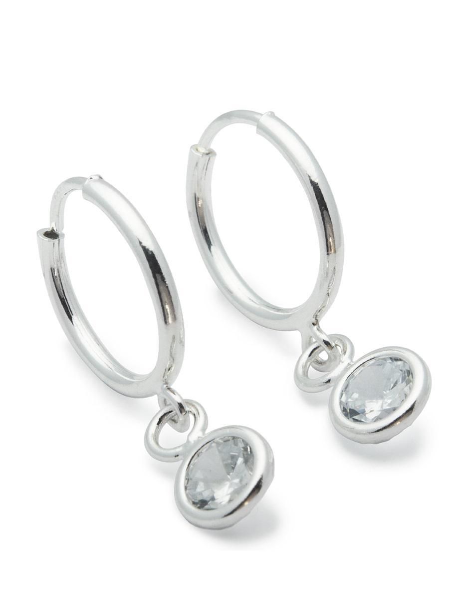 Aretes redondos de plata P 925 con acabado brillante 3