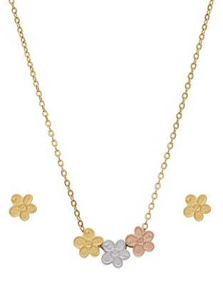 Aretes y collar de flor Aretes y collar de flor