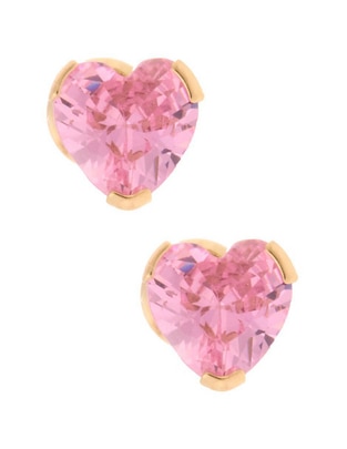 Broqueles de corazón de oro amarillo 14 K con acabado brillante Broqueles de corazón de oro amarillo 14 K con acabado brillante