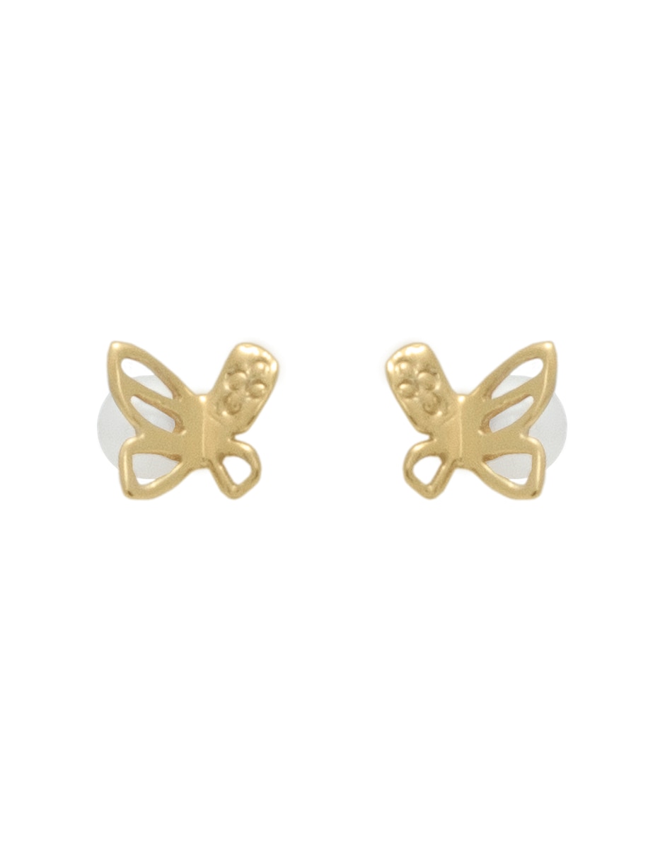 Broqueles de mariposa de oro amarillo 14 K con acabado pulido perla Broqueles de mariposa de oro amarillo 14 K con acabado pulido perla