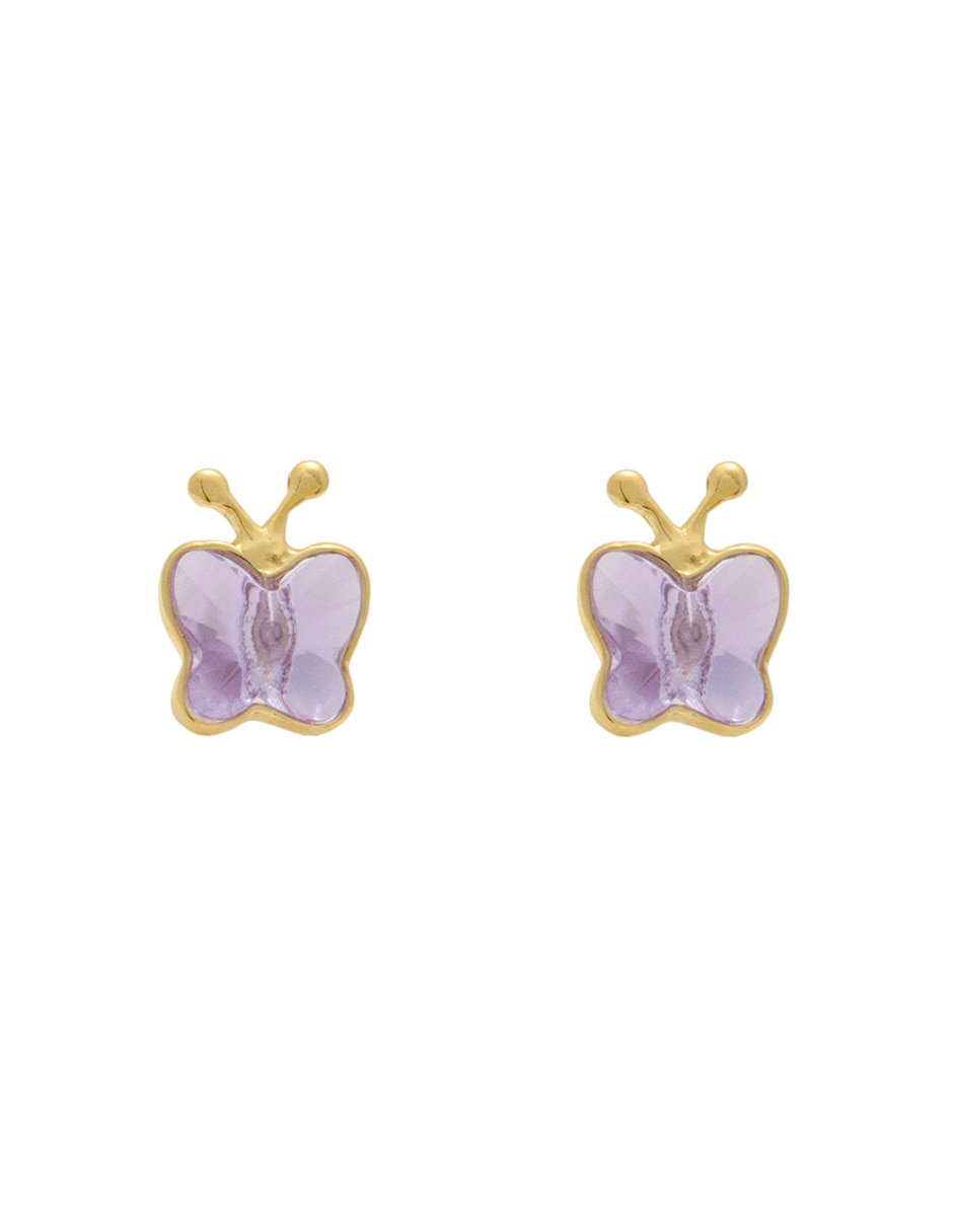 Broqueles de mariposa de oro amarillo 14 K con acabado pulido Broqueles de mariposa de oro amarillo 14 K con acabado pulido
