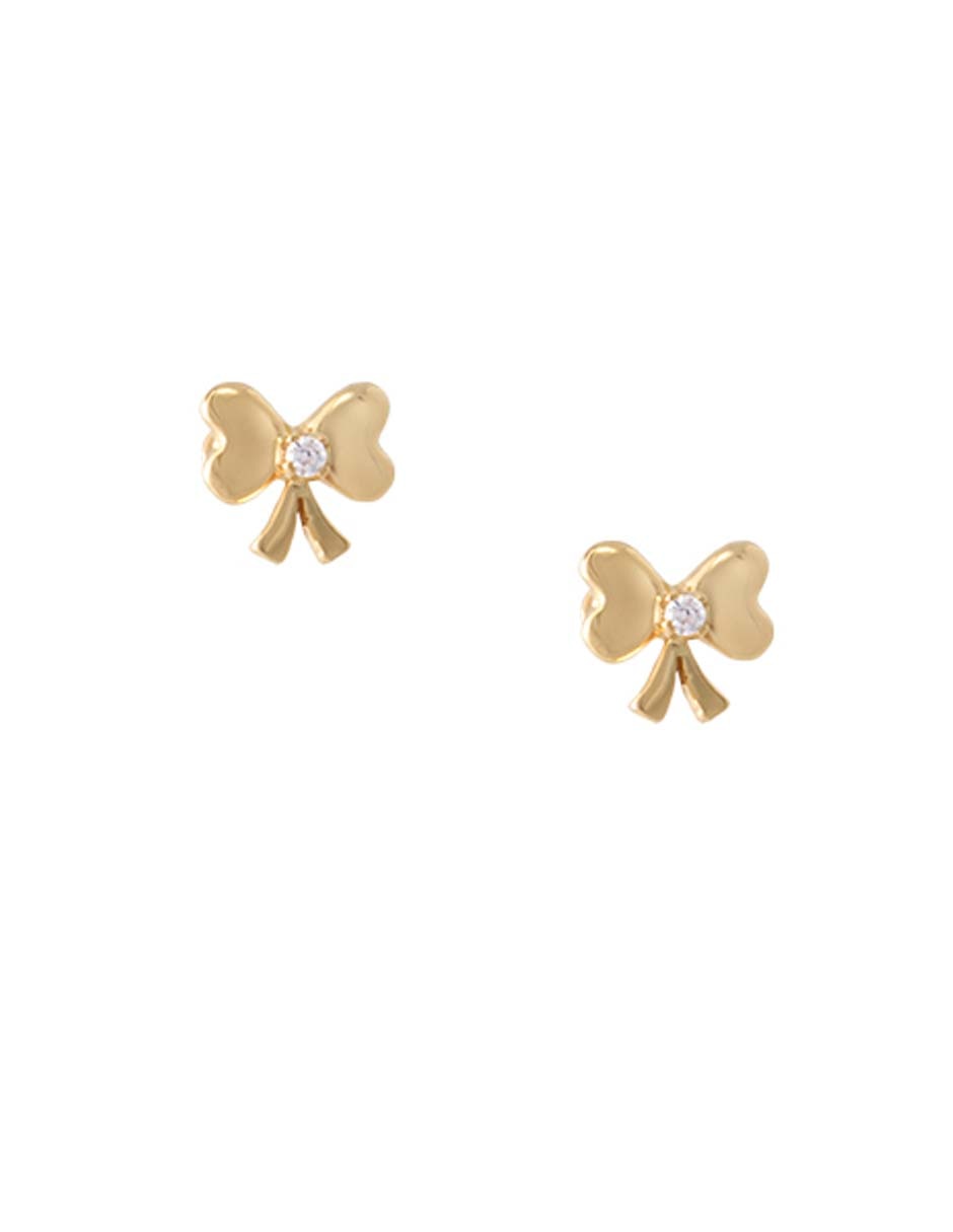 Broqueles de moño Roca de oro amarillo 14 K con acabado pulido Zirconia