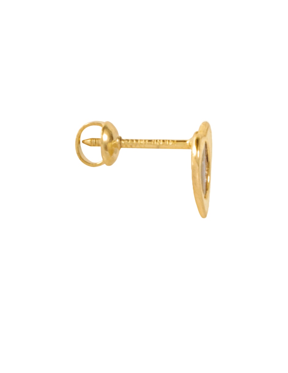 Broqueles de corazón de oro amarillo 14 K con acabado pulido madre perla 3