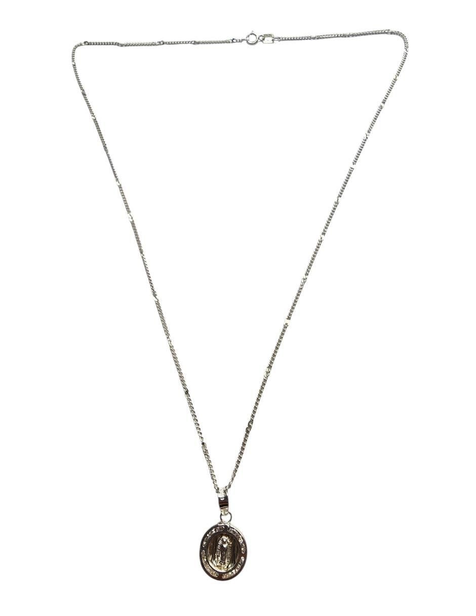 Medalla y cadena Virgen de Guadalupe circular Bautizo de plata P 925 3