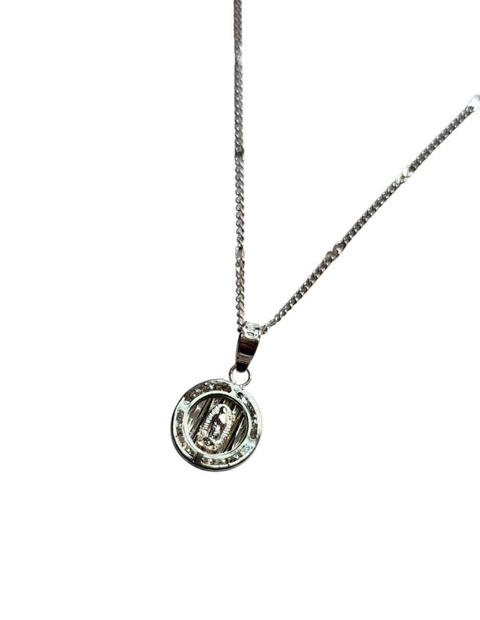 Medalla y cadena Virgen de Guadalupe circular Bautizo de plata P 925 5