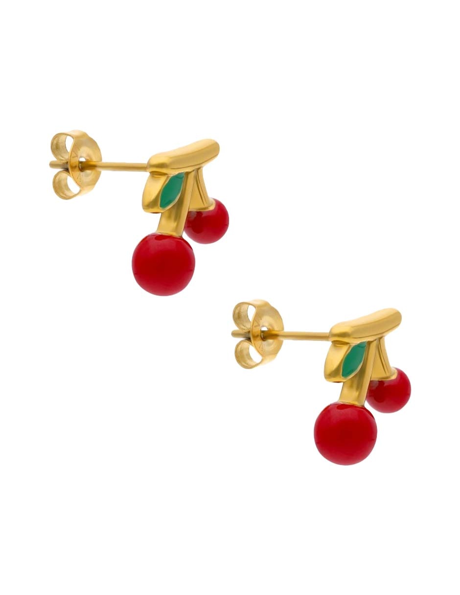 Broqueles de cereza con acabado brillante 2